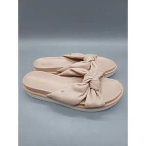 Michael Kors Bow Nude Pink Wedge Sandals Slip-On Open Toe Comfort 9.5 M